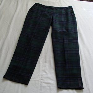 TALBOTS Green & Purple PLAID Fully Lined WOOL Blend Pants Sz 4 (27.5 Inseam)